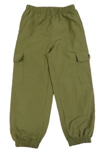 Khaki šušťákové cargo nohavice Shein