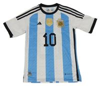Bílo-modro-černý fotbalový dres Messi Adidas