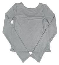 Šedé třpytivé žebrované crop triko H&M