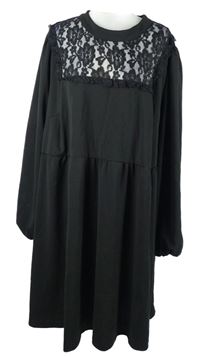 Dámske čierne šaty s čipkou Shein vel. 60