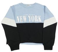 Světlemodro.-čierna crop mikina s nápisom H&M