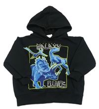 Čierna mikina s dinosaurami a kapucňou H&M