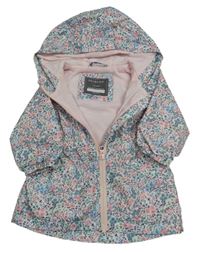 Bielo-farebná kvetovaná šušťáková jesenná parka s kapucňou Primark