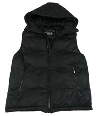 Čierna šušťáková zateplená vesta s kapucňou Next