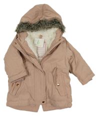 Nové - Pudrová šušťáková zimná parka s kapucňou Topomini