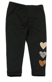 Černé zateplené legíny se srdíčky 