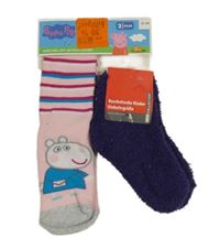 Nové - 2x ponožky - fialové chlupaté + růžové s Pepinou 31-34