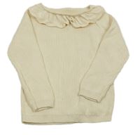 Vanilový rebrovaný sveter s volánikom George