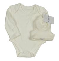 2set - Smetanové body + smetanová žebrovaná čepice