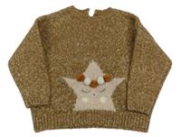 Hnědý melírovaný svetr s hvězdou Zara