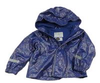 Tmavomodrá nepromokavá jarná bunda s dinosaurami a kapucňou Lily & Dan