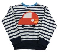 Tmavomodro-biela pruhovaná mikina s autom Next