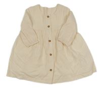 Meruňkovo-smetanové pruhované plátěné šaty M&S