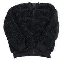 Čierna chlpatá trblietavá prepínaci mikina Kiki&Koko