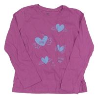 Růžovofialové tričko so srdiečkami