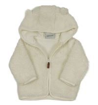 Smetanová chlupatá propínací mikina s kapucí Topomini