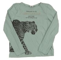Zelenošedé tričko s leopardom Page one young