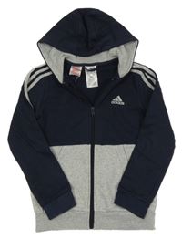 Tmavomodro-sivá prepínaci mikina s kapucňou Adidas