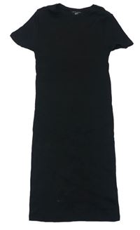 Čierne rebrované elastické šaty New Look