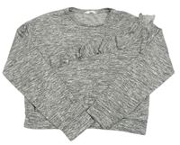 Sivý melírovaný crop sveter s volánikmi Matalan