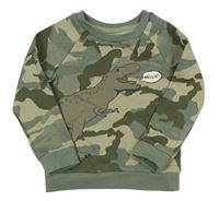 Kaki-béžová army mikina s dinosaurom Primark