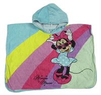 Světlemodro-barevné froté osuškové pončo s Minnií a kapucí Disney