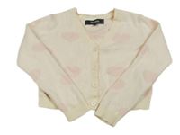 Pudrový prepínaci crop sveter so srdiečkami Chloe+Jasmine