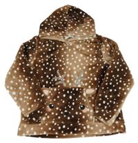 Béžovo-hnedá chlpatá oversize mikina so sobom a kapucňou H&M