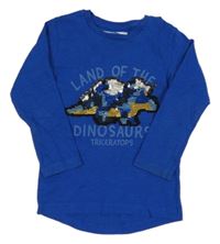 Kobaltově modré triko s dinosaurem z překlápěcích flitrů Next