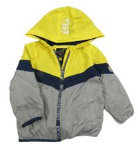 Sivo-žltá šušťáková prešívaná jarná bunda s kapucňou C&A