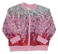 Růžovo-stříbrná vzorovaná propínací mikina 