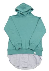 Mátová mikina se všitou košilí a kapucí 