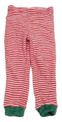 Červeno-biele pruhované chlpaté nohavice