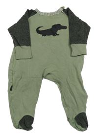 Kaki-tmavosivý overal s krokodílom
