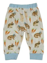 Bielo-svetlomodré tepláky s králíčky Shein