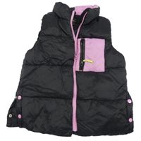 Čierno-ružová šušťáková prešívaná zateplená vesta Primark