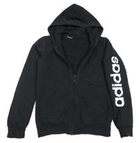 Černá propínací sportovní mikina s logem a kapucí Adidas