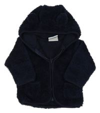 Tmavomodrá chlpatá prepínaci podšitá mikina s kapucňou Topomini