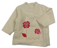 Nové - Béžová fleecová mikina s kvietkami