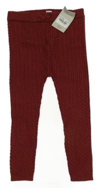 Nové - Vínové vzorované pletené legíny Tu