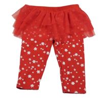 Červené hvězdičkované legíny s našitou tylovou sukní Carter´s 