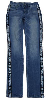 Modré skinny rifle s nápisy Page one young