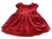 Červené zamatové šaty s golierikom H&M