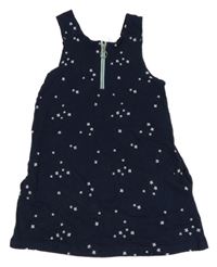 Tmavomodré kvietkovane bavlnené šaty Kids