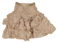 Biela kvetovaná vrstvená sukňa s bronzovým pasom Next