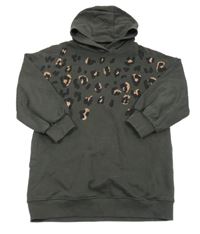 Tmavošedá dlouhá mikina se vzorem a kapucí Next