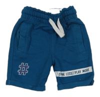 Petrolejové teplákové kraťasy s nápisom X-mail