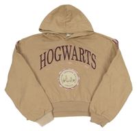 Béžová crop mikina s nápisem a kapucí H&M