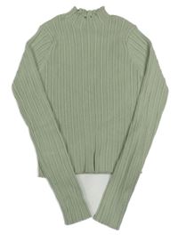 Svetlozelený rebrovaný crop sveter Zara