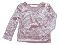 Světlerůžové sametové triko H&M